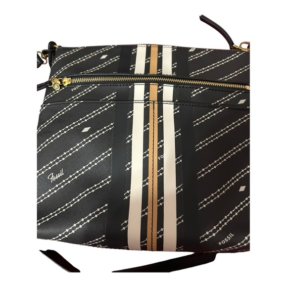 Fossil Black and Tan Crossbody Bag with Adjustable Strap - Picture 2 of 7